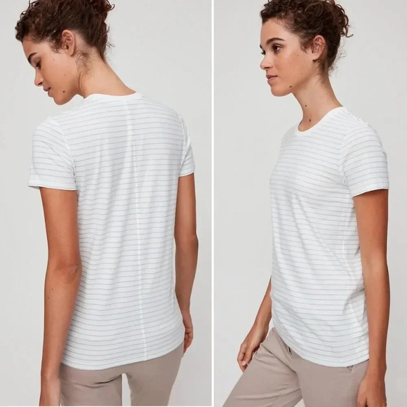 Aritzia The Group Babaton Lagarde Crew Neck T-Shirt Black and White Striped Tee - Picture 3 of 13
